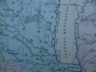 Antique Map: Pannonia,  Dacia / Roman Empire by A K Johnston,  Classical Map,  1880 3