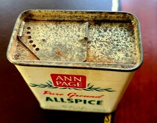 Ann Page (The Great Atlantic & Pacific Tea Co) ANTIQUE 2 oz.  Allspice tin NY,  NY 3