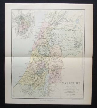 Antique Map: Palestine & Jerusalem By W & A K Johnston,  1891,  Colour