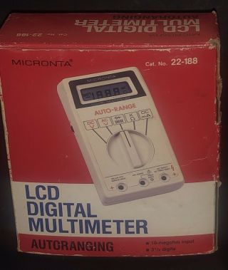 Vintage Micronta 22 - 188 Lcd Digital Multimeter Auto Range W/ Box Cables