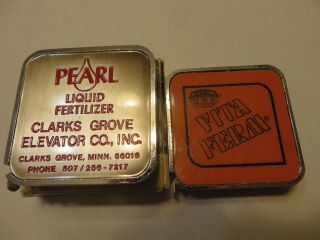 2 Vintage Barlow Pocket Tape Measures Feed Fertilizer Vita Feram Pearl