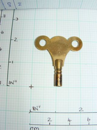 Vintage Solid Brass Clock Winding Key.  Made In England - 3.  5mm.  Size 5?