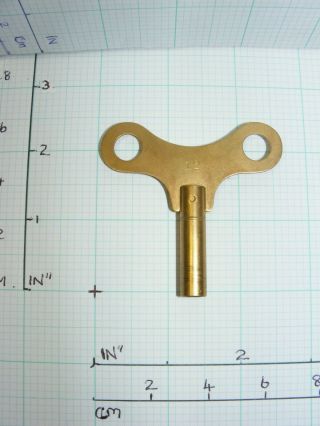 Vintage Solid Brass Clock Winding Key.  Size 12 - 5.  25mm