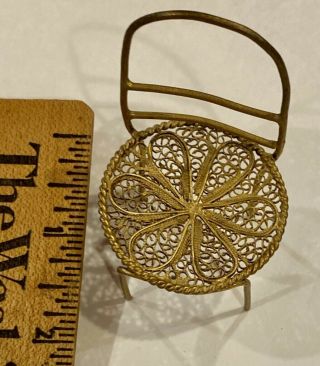 Antique Woven Ormulu Metal Chair For Doll Houses Or Roomboxes