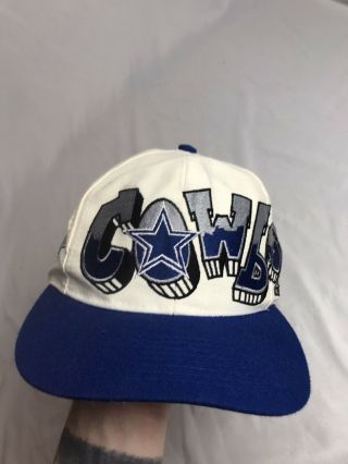 Vintage 90s Dallas Cowboys Drew Pearson Graffiti Snapback Hat Cap Nfl Rare White