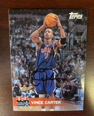 2000 Topps Team Usa " Gold " Card 31 Vince Carter Rare Hall Of Fame Auto Not