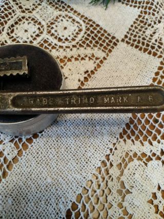 VINTAGE Antique Tools Adjustable Monkey PIPE WRENCH TRADE TRIMO MARK 1889 USA 2