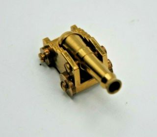 Vintage Miniature 1.  25 Inch Brass Cannon - - Weighs.  6 Oz - - Rare ?