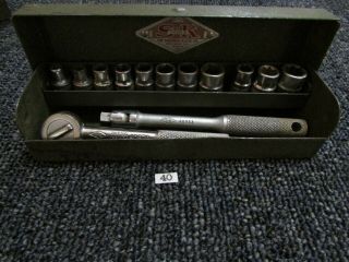 Vintage S - K Diamond 1/4 " Socket Set Ratchet Breaker Bar Case Extension Rare Tool