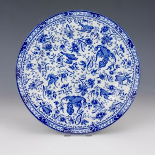 Antique Burgess & Leigh - Burleigh Ware - Peacock Pattern Blue & White Plate