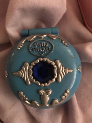 Xmas Gift Vintage 1992 Polly Pocket Blue Jewelled Compact Shell Only No Dolls