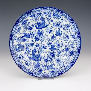 Antique Burgess & Leigh Burleigh Ware - Peacock Patterned Blue & White Plate