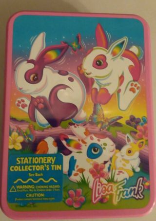 Rare Lisa Frank Bunny Fun Stationery Collectors Tin Box Easter