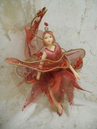 Christmas Angel Fairy Handmade Red Gold Tree Topper Decoration 12xm X 8cm Broken