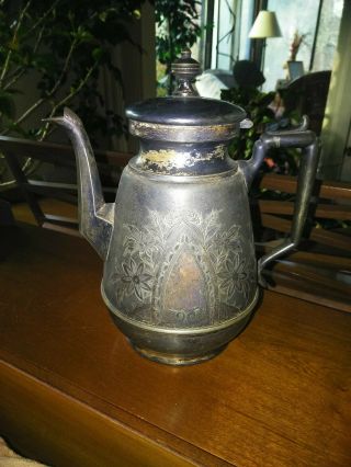 Vintage silver plated Simpson,  Hall,  Miller,  and Co.  Teapot 2