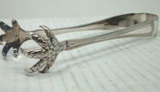 Vintage Silver Plated Eagle Claw Sugar Tongs Nips