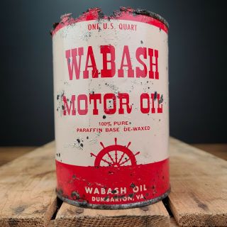 Rare Vintage Wabash Motor Oil Can 1 Qt Quart Metal Tin Empty Can