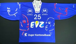 Ev Zug Evz Switzerland Vintage Tfs Ice Hockey Jersey Men’s Size 2xl Rare 25
