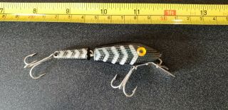 Vintage L & S Mirrolure Bass - Master Fishing Lure Blk/white Ribs