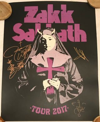 Hand Signed Zakk Sabbath Zakk Wylde Nun Black Sabbath Poster - Rare