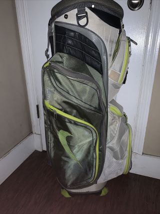 Nike M9 Golf Cart Bag Rare 14 - Way (venom Green And Gray)