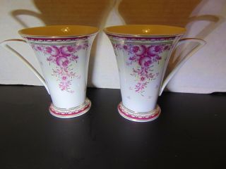 Elegant Set Of 2 Rose,  White & Gold Sorelle Fine Porcelain,  Hand Crafted Cups