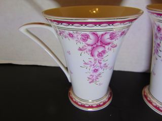Elegant Set of 2 Rose,  White & Gold Sorelle Fine Porcelain,  Hand crafted Cups 2