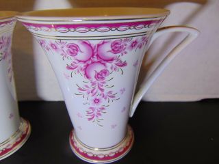 Elegant Set of 2 Rose,  White & Gold Sorelle Fine Porcelain,  Hand crafted Cups 3