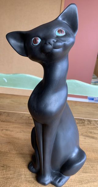 Rare 1950’s Vintage Anthony Freeman Mcfarlin Pottery Black Cat Mid Century