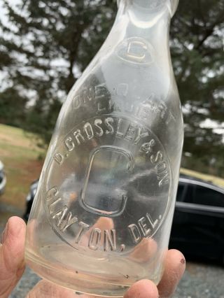 Rare D.  Crossley And Son Quart Milk Bottle Clayton Delaware