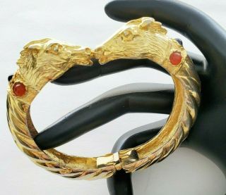 Vintage Les Bernard Double Horse Head Figural Bracelet With Cabochons Rare