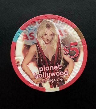 $5 Planet Hollywood Casino Chip,  Las Vegas,  Britney Spears,  Piece Of Me,  Rare