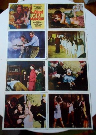 Brides Of Fu Manchu Rare International Lobby Card Set Christopher Lee Horror