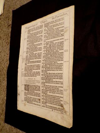 1611 - 13 King James Bible Leaf - Genesis 4 - 6 - Enoch - Noah And The Ark - - Folio - Rare