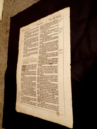 1611 - 13 King James Bible Leaf - Genesis 4 - 6 - ENOCH - Noah and the ARK - - Folio - RARE 2