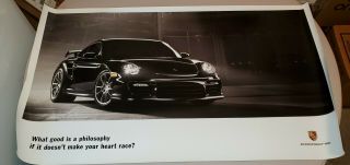 2008 Porsche 2 Sided Factory Dealership Poster - 911 Turbo Porsche Racing - Rare