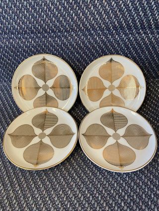 Jonathan Adler " Hollywood " Porcelain White Gold Coasters Set Of 4 Very Rare