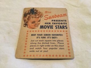 Sunbeam Bread End Label - Little Miss Sunshine - Header Card Movie Stars Rare