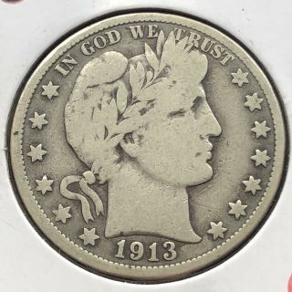 1913 P Barber Half Dollar 50c Coin Rare 3465