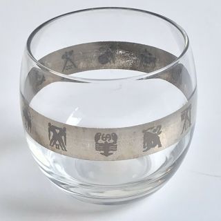 6 Rare Mcm Roly Poly Zodiac Dorothy Thorpe Style Silver Band Cocktail Glasses