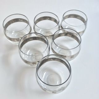 6 RARE MCM Roly Poly ZODIAC Dorothy Thorpe Style Silver Band Cocktail Glasses 3