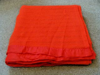 Vintage Acrylic Woven Thermal Blanket Rare Red Full Queen Waffle Weave 90 " X90 "