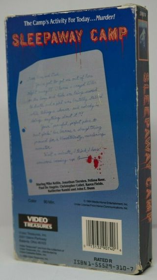 Sleepaway Camp VHS Video Treasures Media Rare Horror Slasher Gore Cult Oop Htf 2