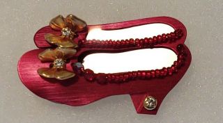 Liztech Rare Retired 2011 Wizard Of Oz Ruby Slippers Brooch / Pin Signed