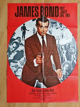 James Bond 007 Rare German 1 - Sheet Poster Dr.  No Sean Connery Ursula Andress