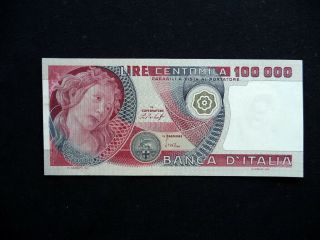 1978 Italy Rare Banknote 100000 Lire Aunc Botticelli First Date