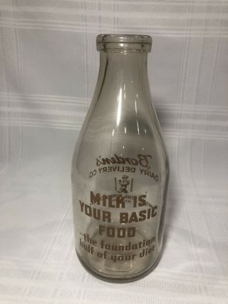 Vintage Rare Half Gallon Milk Bottle Borden ' s Dairy Delivery Company Borden BDD 2