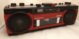 Rare Vintage Sanyo M - S350le Vintage Ghettoblaster Portable Radio Cassette Player