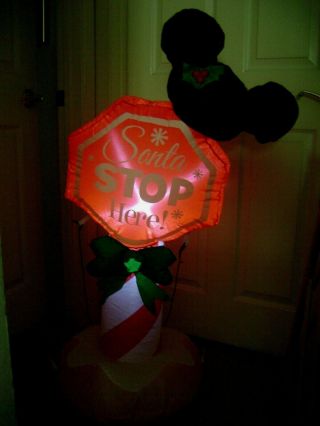 DISNEY MICKEY MOUSE AIRBLOWN INFLATABLE EARS SIGN SANTA STOP HERE RARE 2
