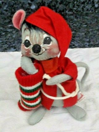 Vintage Annalee 6 1/2 " Annalee Black Haired Mouse In His Robe W Stocking 1988